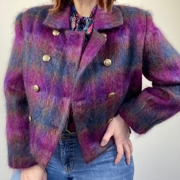 Vintage Jackets & Blazers - Vintage Mohair Double Breasted Cropped Jacket Size